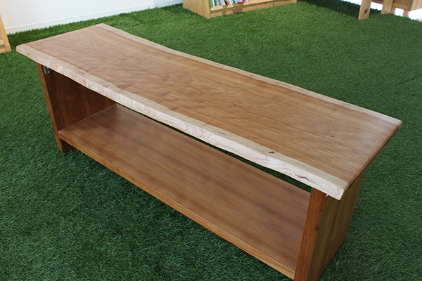 Single board TV stand with ears (black cherry wood)