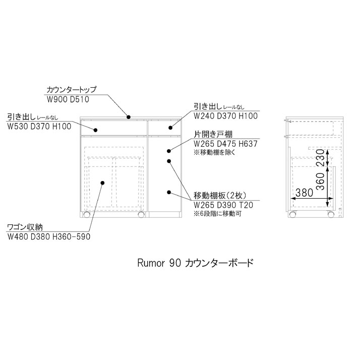 ルモール カウンターボード図面